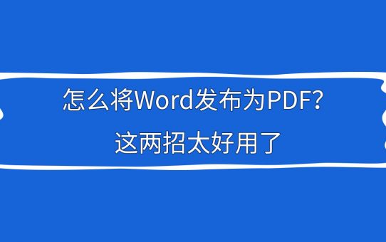 怎么将Word发布为PDF？这两招太好用了