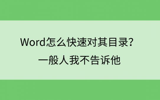 Word怎么快速对其目录？一般人我不告诉他