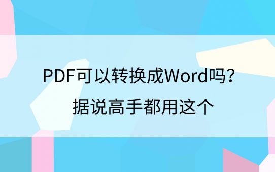 PDF可以转换成Word吗？据说高手都用这个