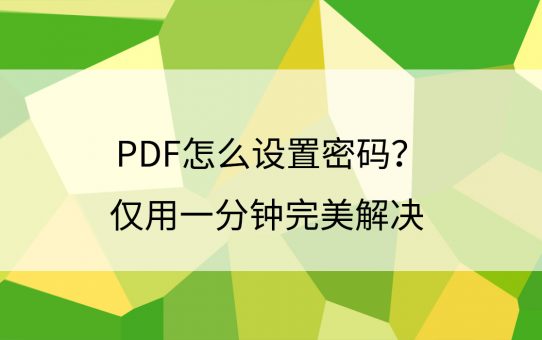 PDF怎么设置密码？仅用一分钟完美解决