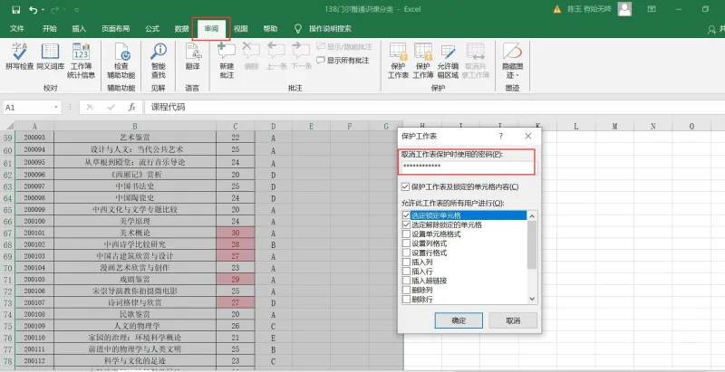 Excel-对表格进行保护