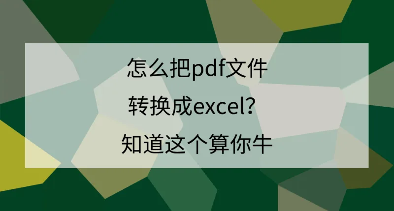 怎么把PDF文件转换成Excel？知道这个算你牛