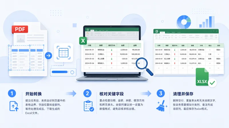 银行流水pdf转换成excel的具体步骤